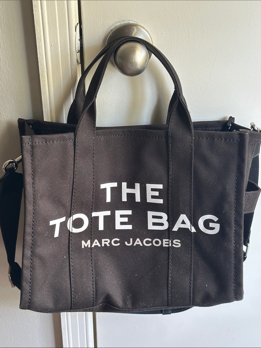 Marc Jacobs Black Canvas Tote Bag with White Logo